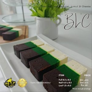 Kek Belacan Lumut Cheese Kukus (Coklat Pandan & Cheese)